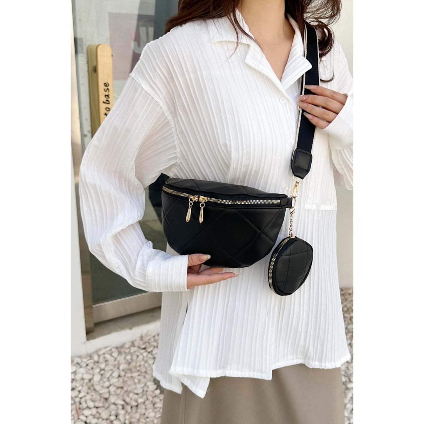PU Leather Sling Bag with Small Purse