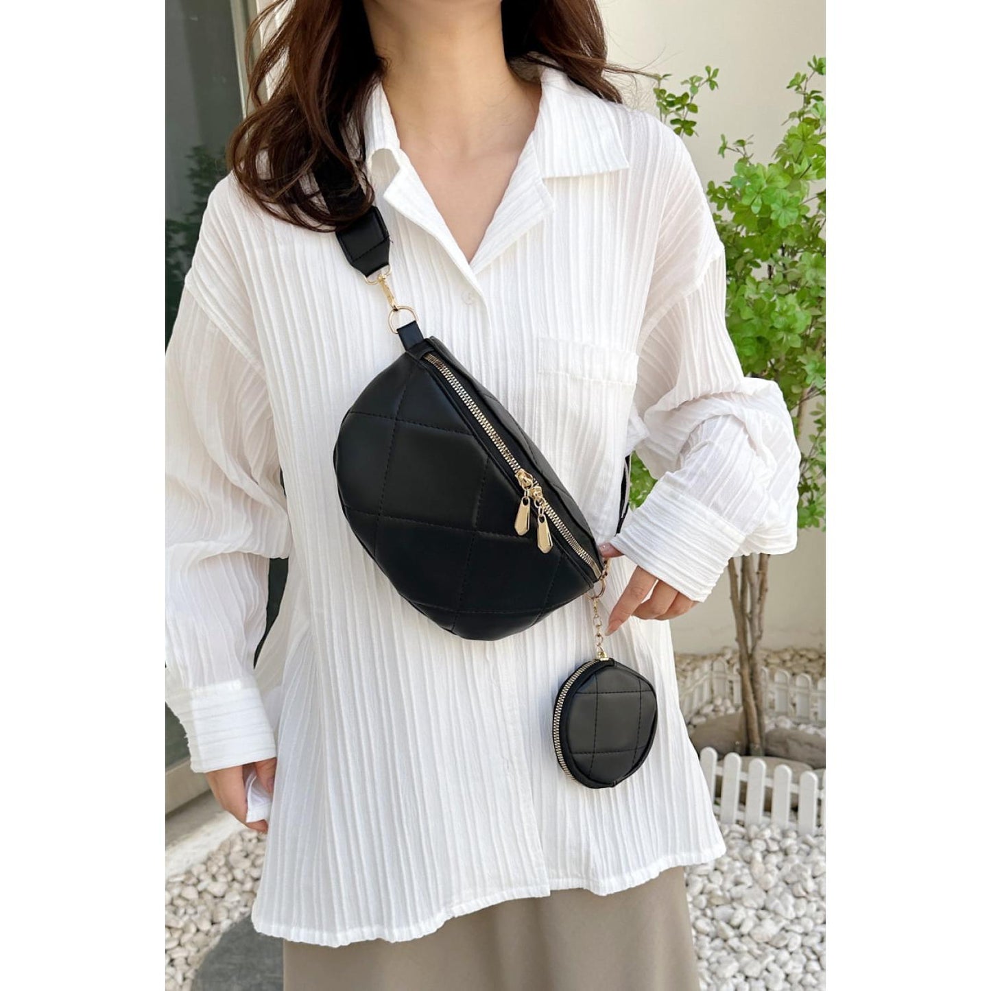 PU Leather Sling Bag with Small Purse