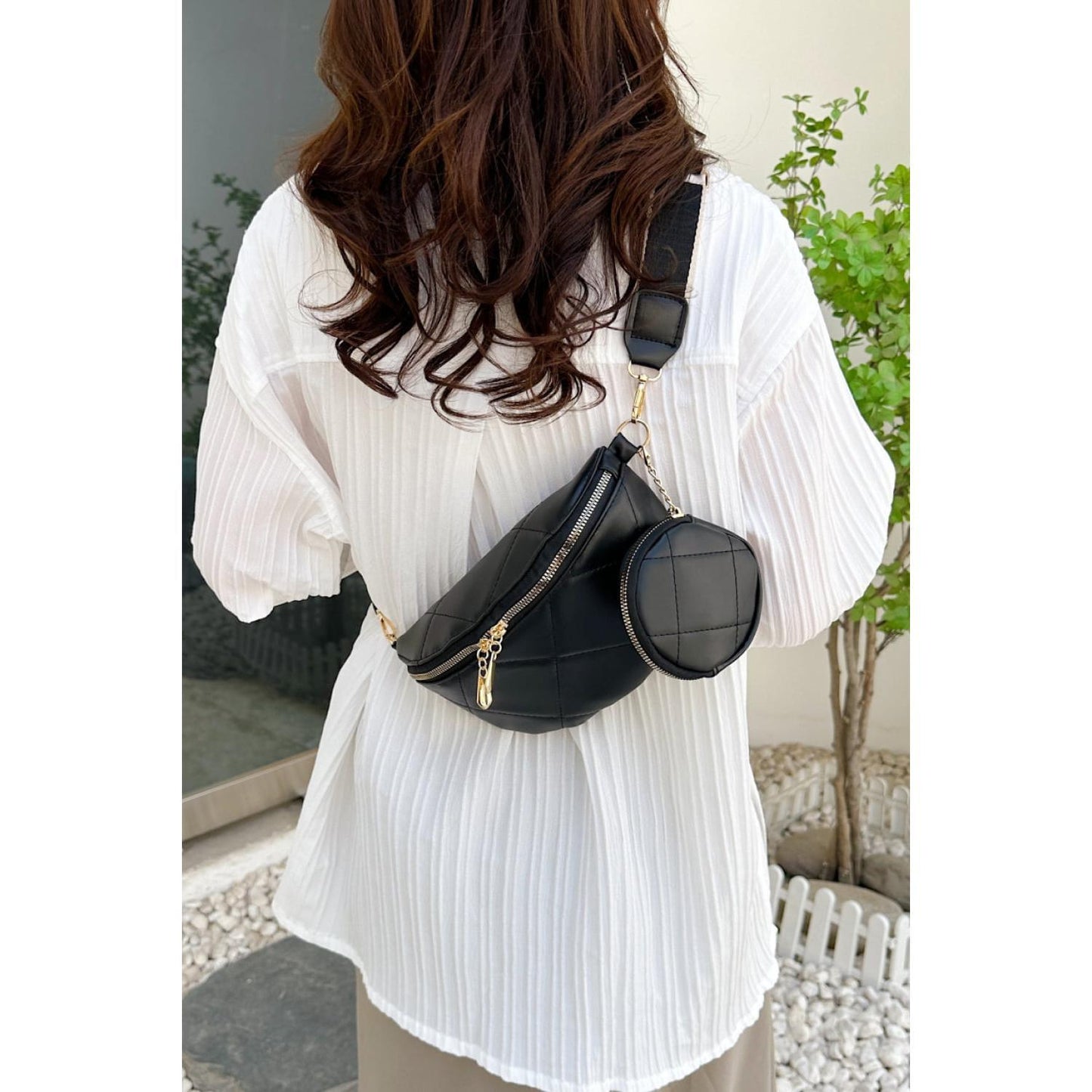 PU Leather Sling Bag with Small Purse