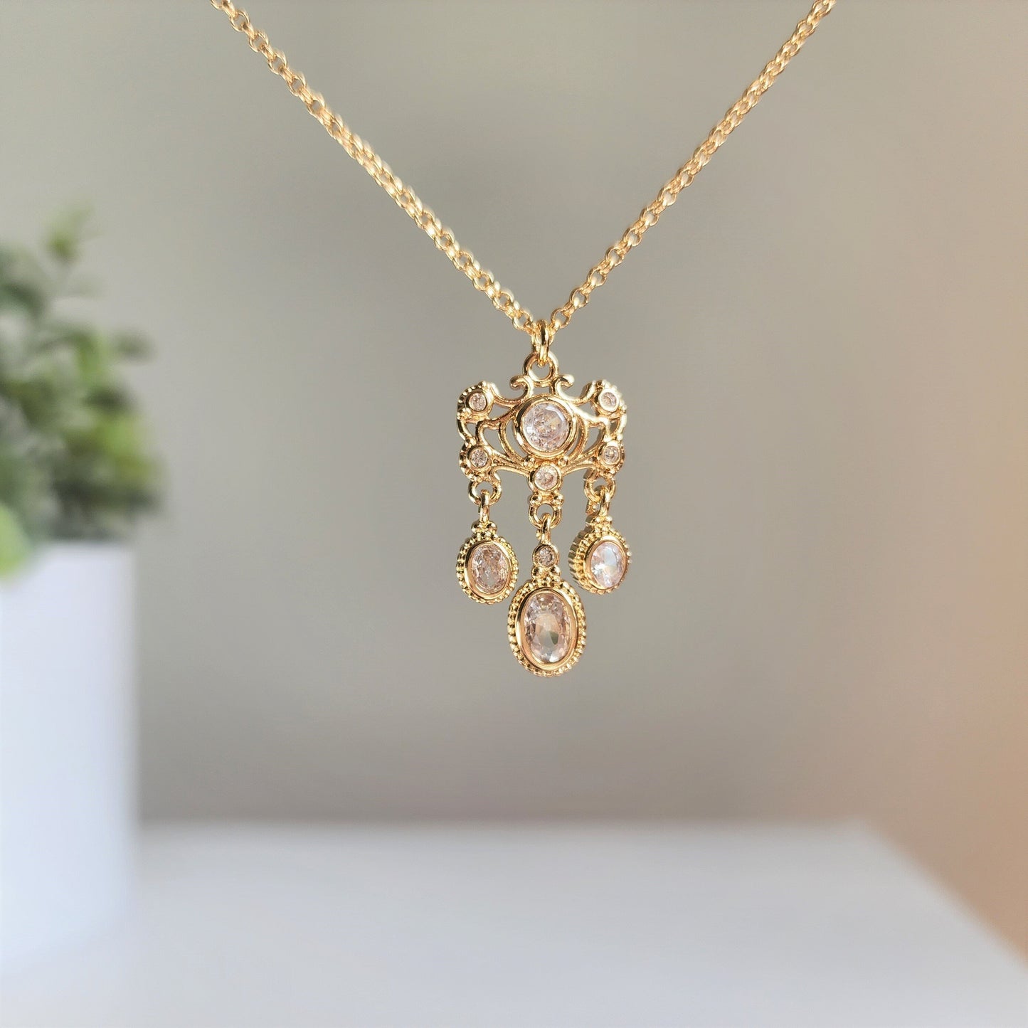 Cinderella inspired Chandelier Pendent Necklace | Fairytale Necklace