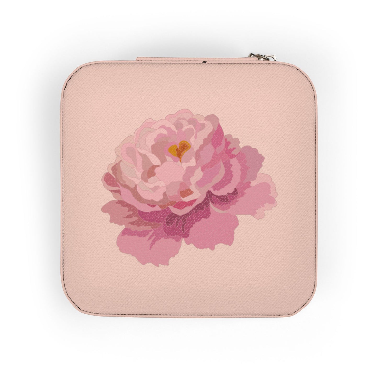 Floral Travel Jewelry Case — Compact Pink Ring & Earring Organizer