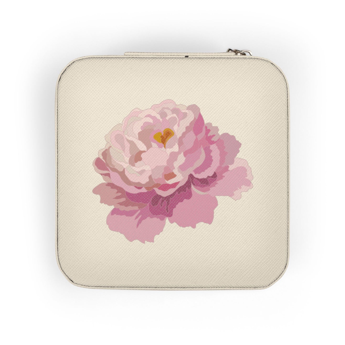 Floral Travel Jewelry Case — Compact Pink Ring & Earring Organizer
