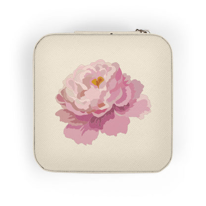 Floral Travel Jewelry Case — Compact Pink Ring & Earring Organizer