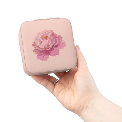 Floral Travel Jewelry Case — Compact Pink Ring & Earring Organizer