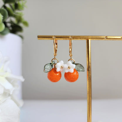 Orange Fruit Earrings | Handmade Fruit Earrings