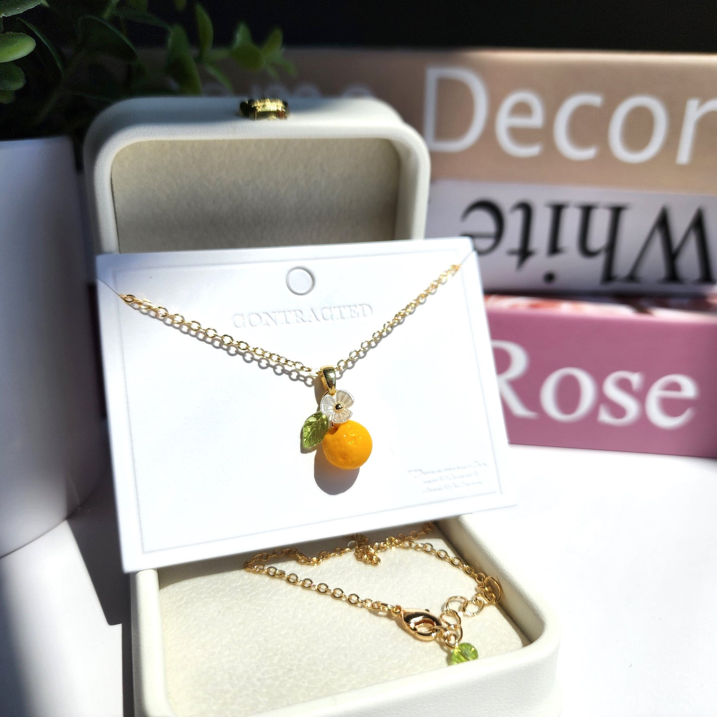 Custom Gold Orange Fruit Necklace | 14K Gold/925 Silver Plated Yellow Orange Necklace