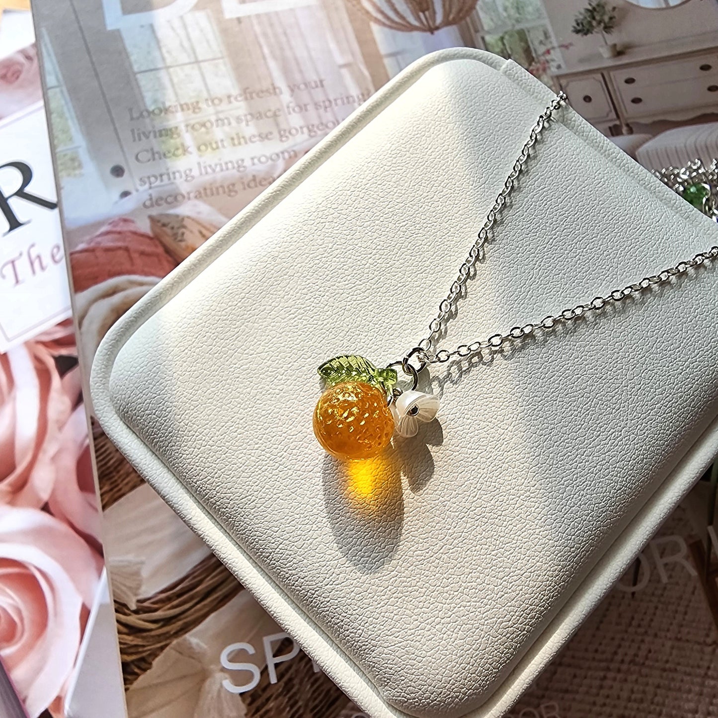 Custom Gold Orange Fruit Necklace | 14K Gold/925 Silver Plated Yellow Orange Necklace