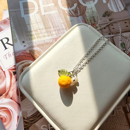 Custom Gold Orange Fruit Necklace | 14K Gold/925 Silver Plated Yellow Orange Necklace