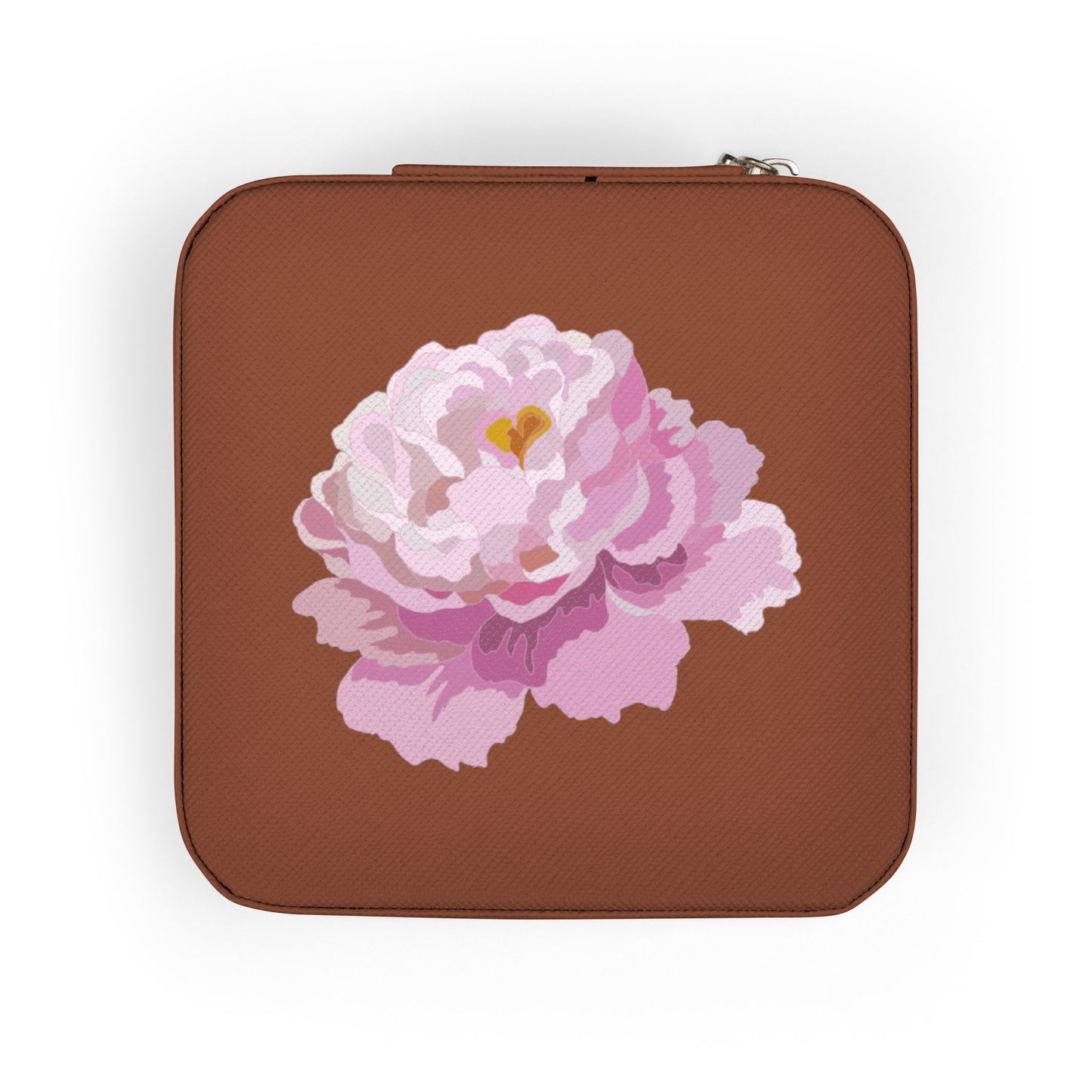 Floral Travel Jewelry Case — Compact Pink Ring & Earring Organizer