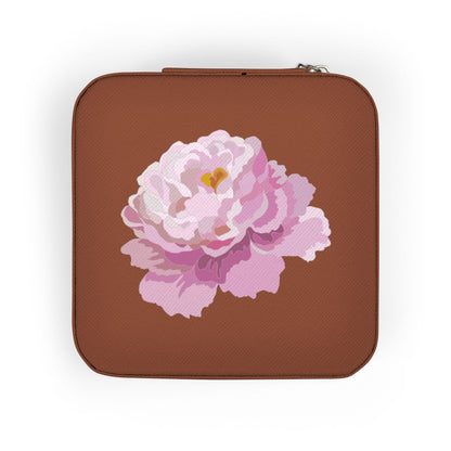Floral Travel Jewelry Case — Compact Pink Ring & Earring Organizer