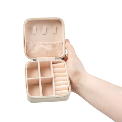 Floral Travel Jewelry Case — Compact Pink Ring & Earring Organizer