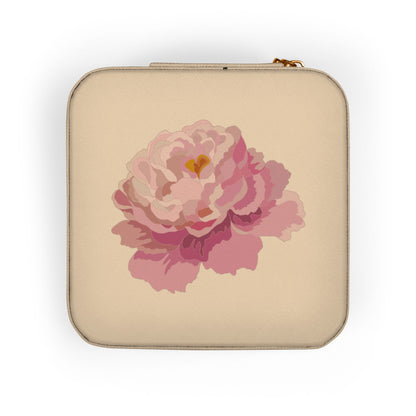 Floral Travel Jewelry Case — Compact Pink Ring & Earring Organizer