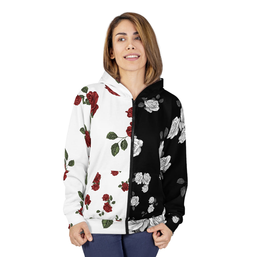 Light Versus Dark Roses Unisex Zip Hoodie