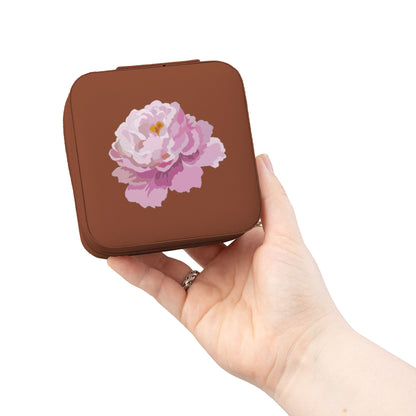 Floral Travel Jewelry Case — Compact Pink Ring & Earring Organizer