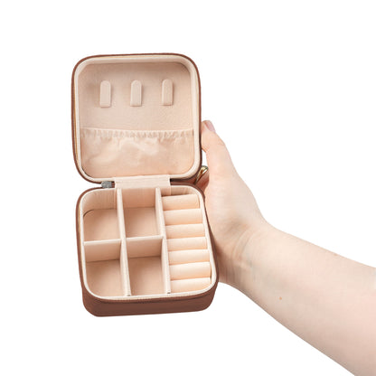Floral Travel Jewelry Case — Compact Pink Ring & Earring Organizer