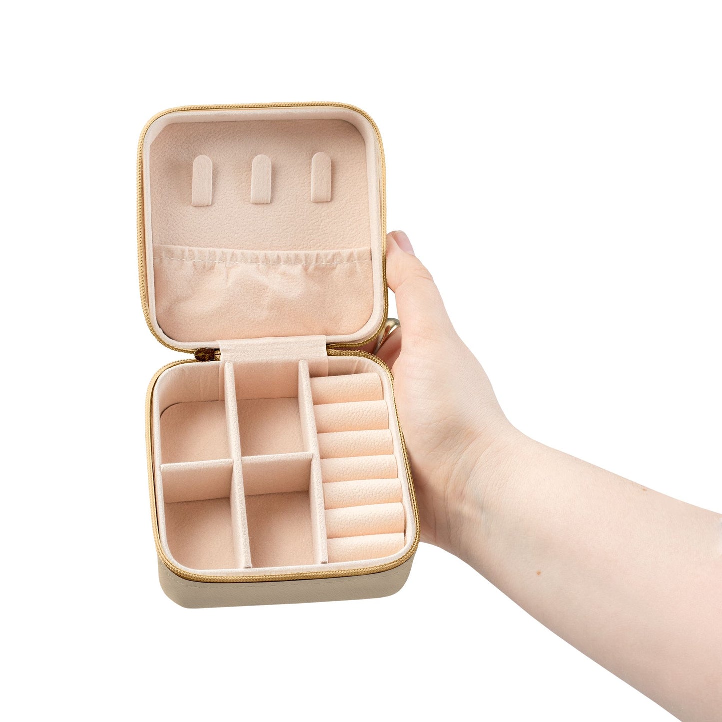 Floral Travel Jewelry Case — Compact Pink Ring & Earring Organizer