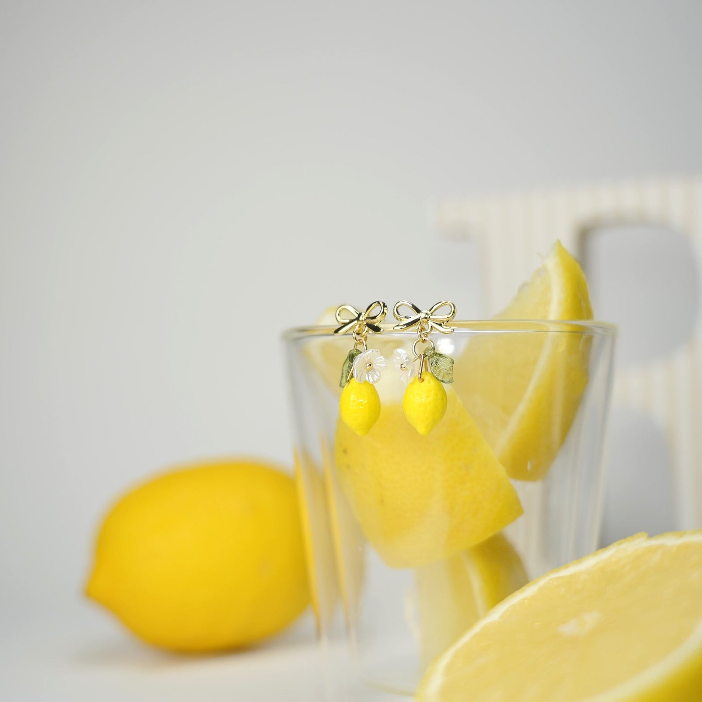Lemon Fruit Earrings | Handmade Fruit Dangle Earrings | Citrus Lemon Earrings