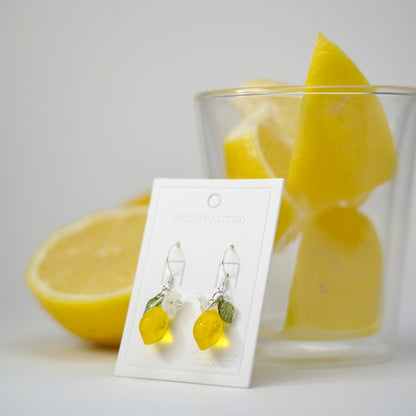 Lemon Fruit Earrings | Handmade Fruit Dangle Earrings | Citrus Lemon Earrings