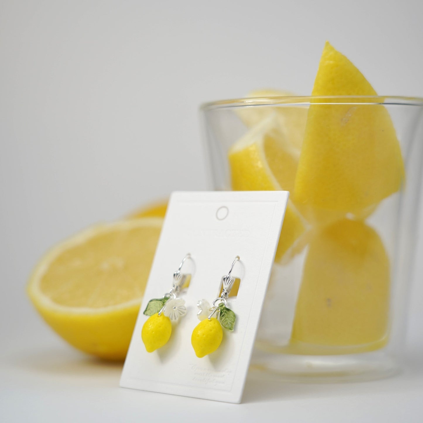 Lemon Fruit Earrings | Handmade Fruit Dangle Earrings | Citrus Lemon Earrings
