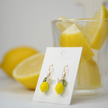 Lemon Fruit Earrings | Handmade Fruit Dangle Earrings | Citrus Lemon Earrings