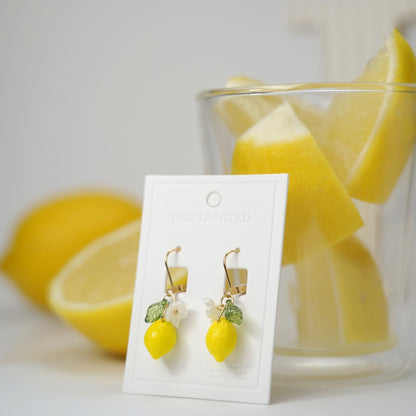 Lemon Fruit Earrings | Handmade Fruit Dangle Earrings | Citrus Lemon Earrings