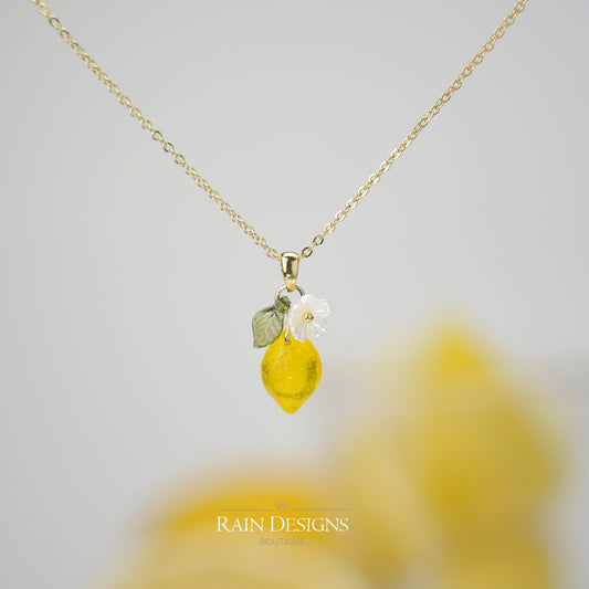 Custom Lemon Necklace | Design Your Own 14K Gold/925 Silver Plated Lemon Citrus Fruit Necklace