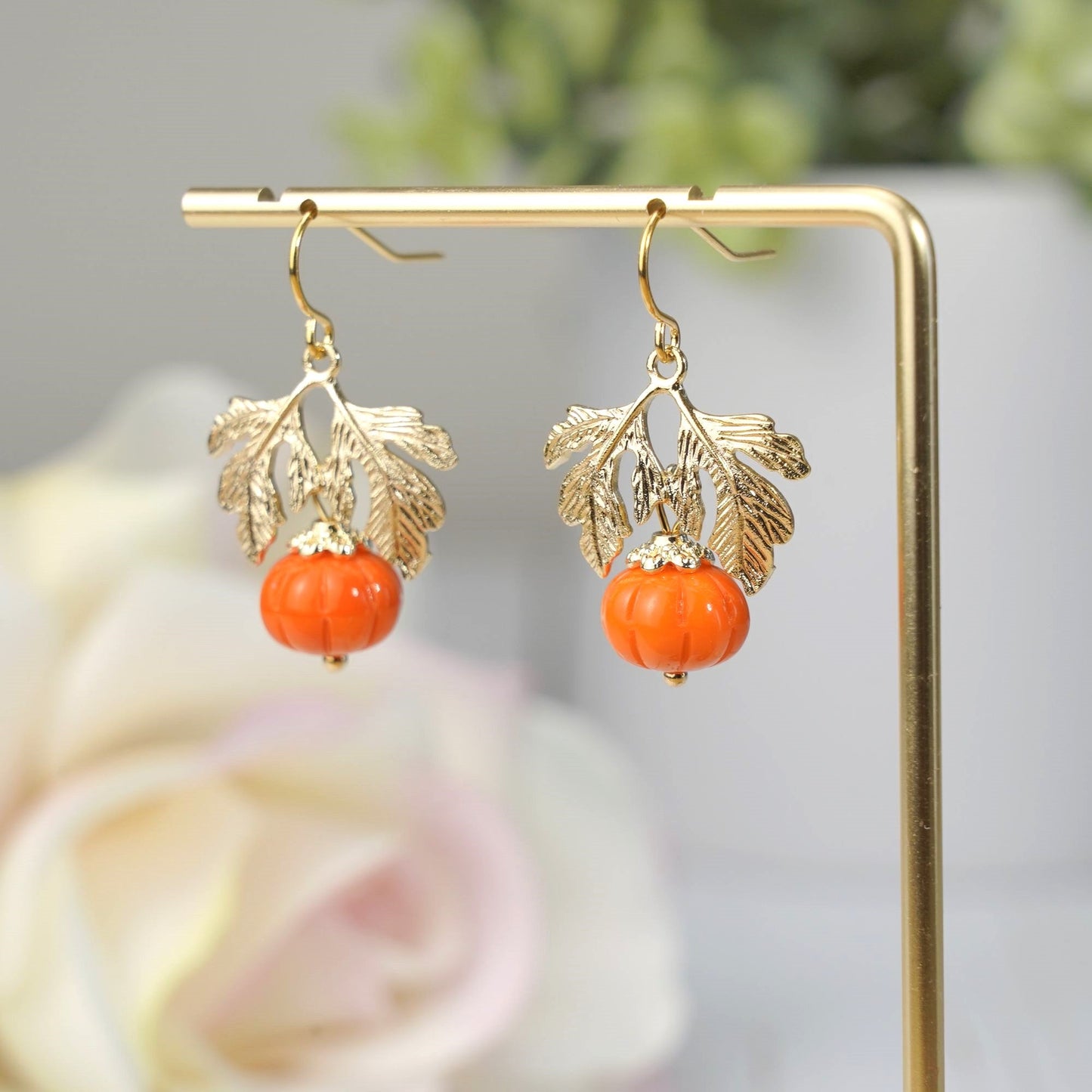 Czech Glass Pumpkin Earrings
