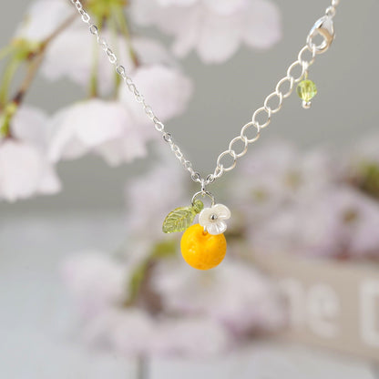 Custom Gold Orange Fruit Necklace | 14K Gold/925 Silver Plated Yellow Orange Necklace