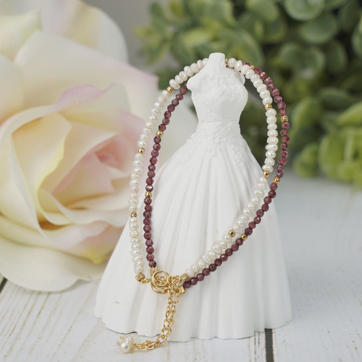 Natural Pearl Bead S925 Silver Bracelet | Natural Gemstone Bead Bracelet | Garnet Black Spinel Amythest Beaded Bracelet