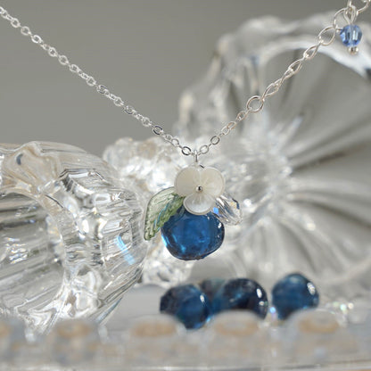 Custom Blueberry Fruit Necklace | Resin Art Blueberry Food Necklace