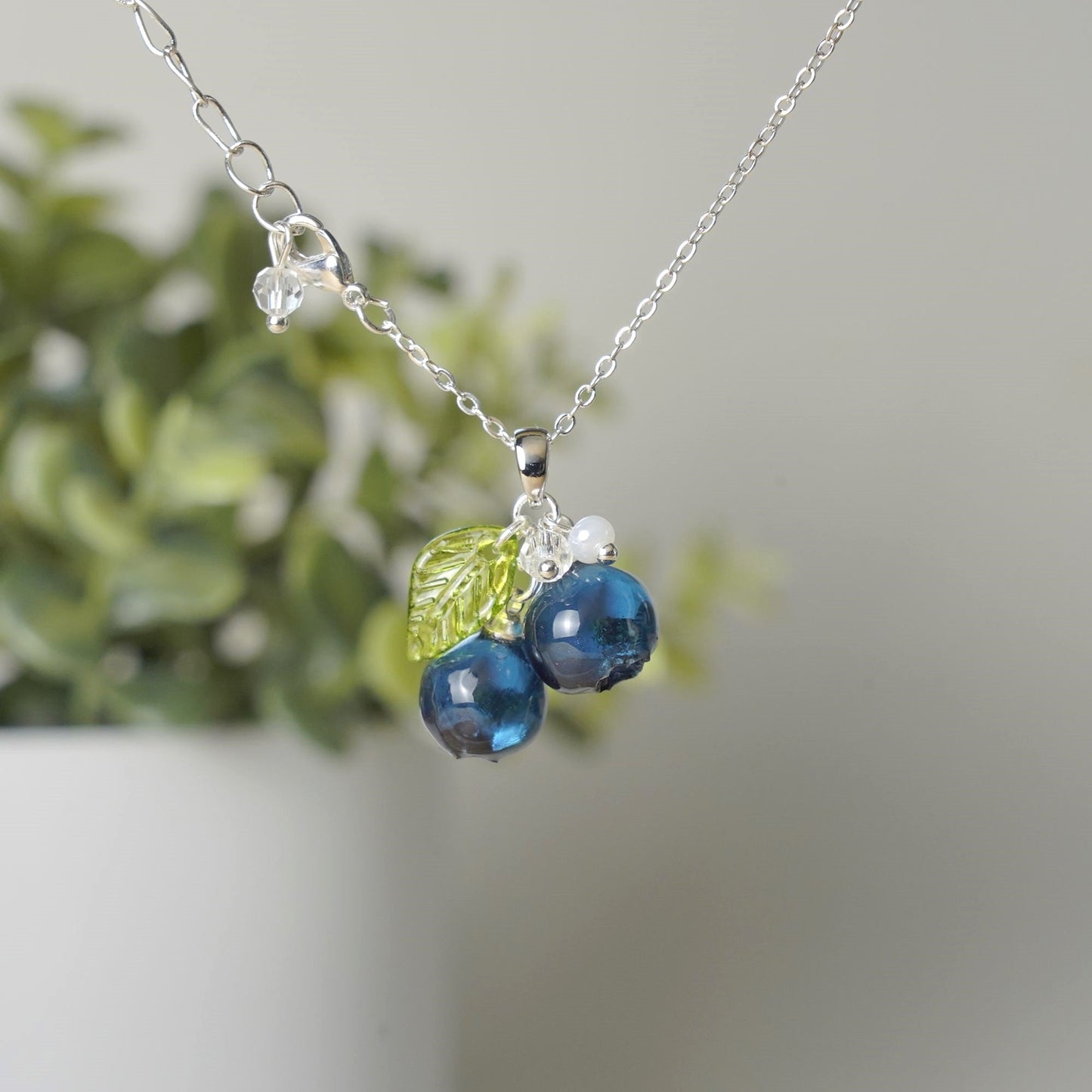 Custom Blueberry Necklace | Personalized Small Berry Cluster Fruit Necklace | Resin Art Gift