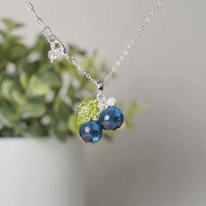 Custom Blueberry Necklace | Personalized Small Berry Cluster Fruit Necklace | Resin Art Gift