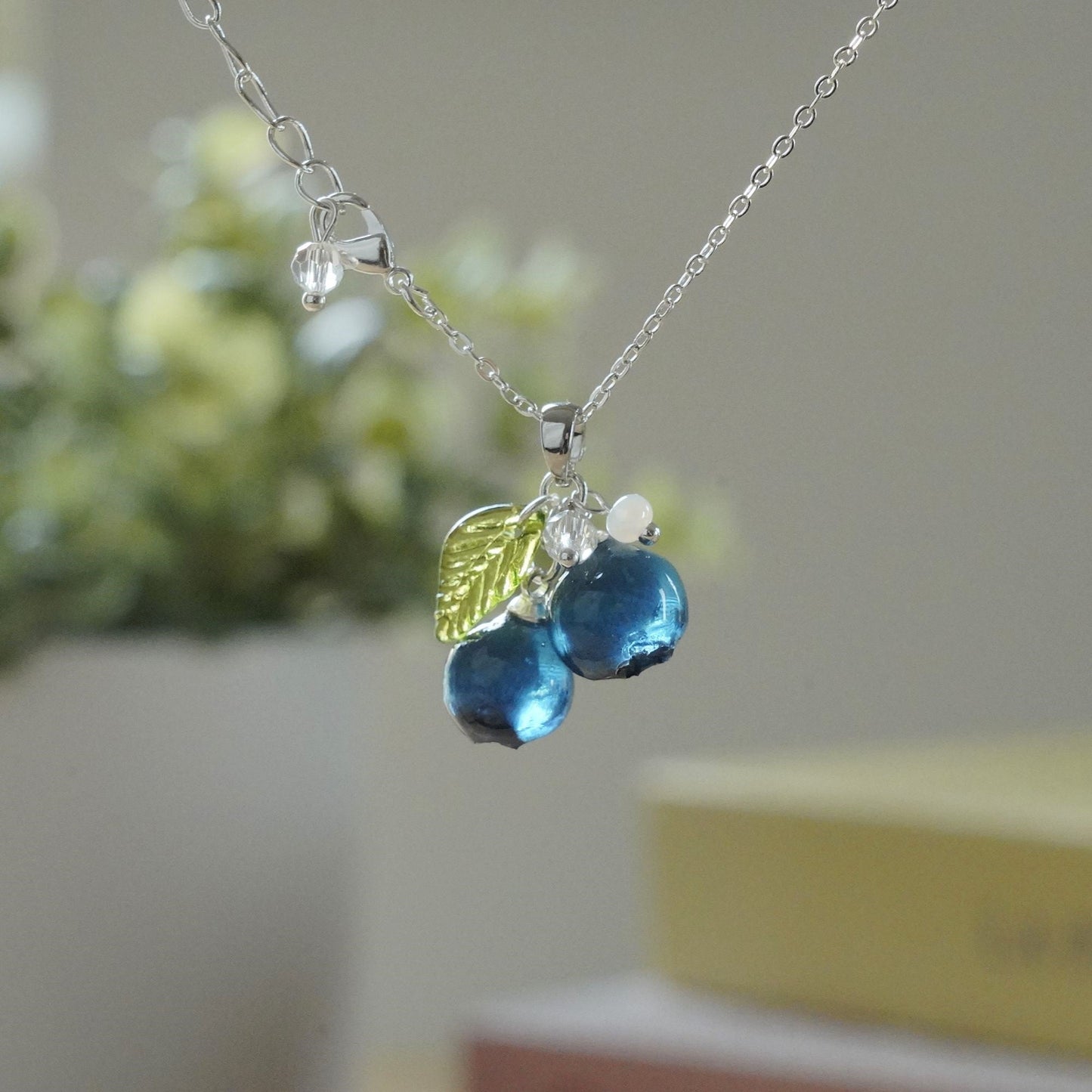 Custom Blueberry Necklace | Personalized Small Berry Cluster Fruit Necklace | Resin Art Gift