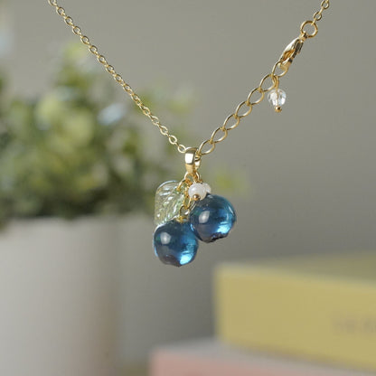 Custom Blueberry Necklace | Personalized Small Berry Cluster Fruit Necklace | Resin Art Gift