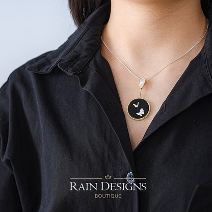 Butterfly Natural Agate Silver Necklace