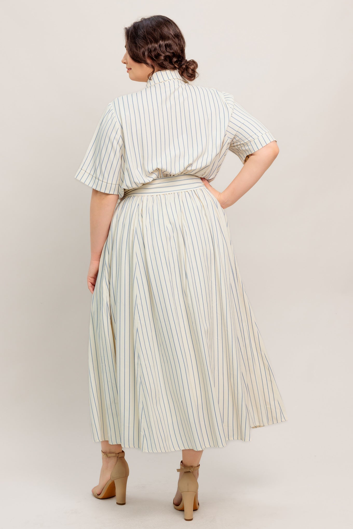 SUNDAY STRIPE WOVEN MIDI DRESS