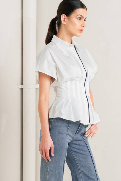 QUIET FORCE WOVEN TOP