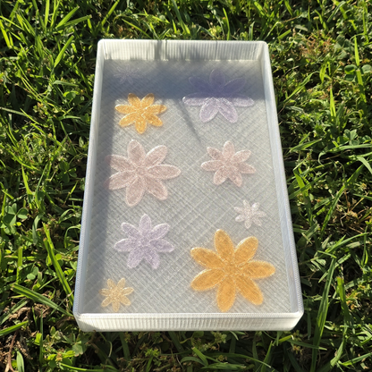 Bloom Frost Vanity Tray – Translucent Floral Organizer