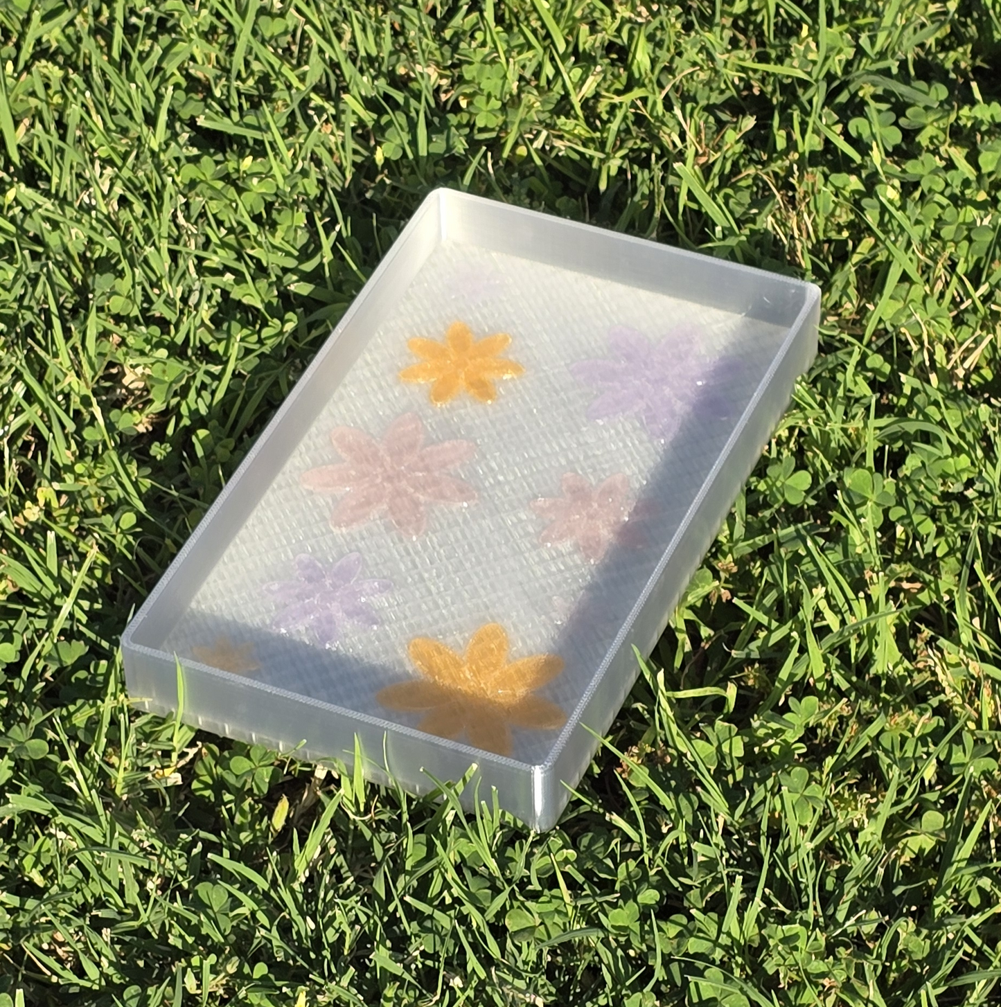 Bloom Frost Vanity Tray – Translucent Floral Organizer