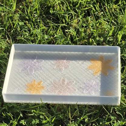 Bloom Frost Vanity Tray – Translucent Floral Organizer