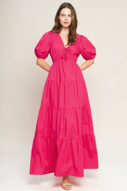 SUMMER GLOW FUCHSIA WOVEN MAXI DRESS
