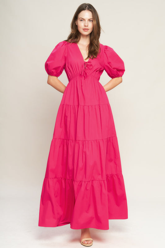SUMMER GLOW FUCHSIA WOVEN MAXI DRESS