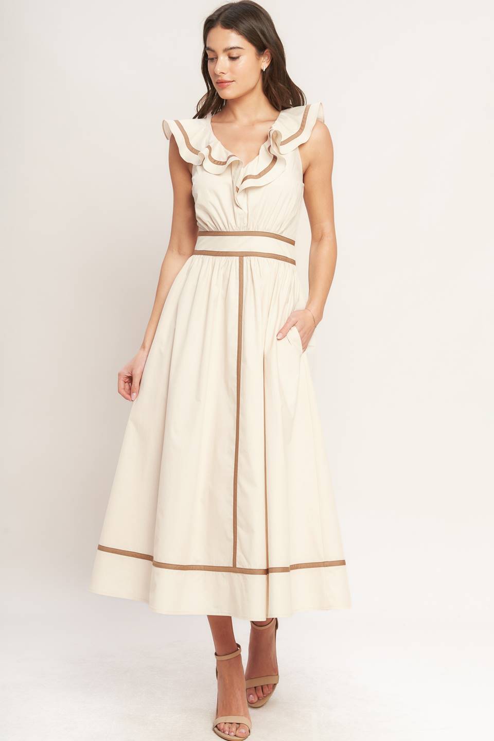 BREEZE CANVAS WOVEN MIDI DRESS