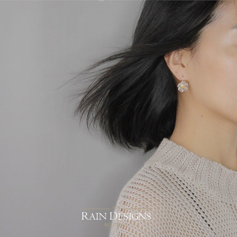 Flower in the Rain 925 Silver Dangle Earrings