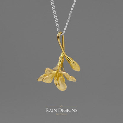 English Freesia 925 Silver Floral Necklace