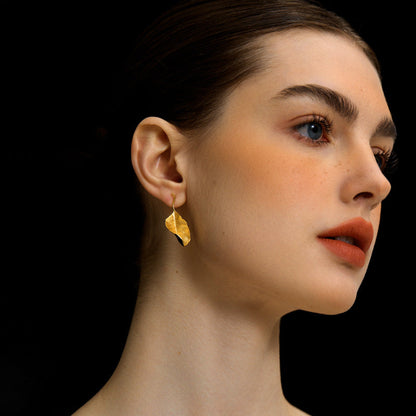 Gold Autumn Leaf Stud Earrings