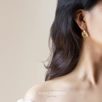Gold Autumn Leaf Stud Earrings