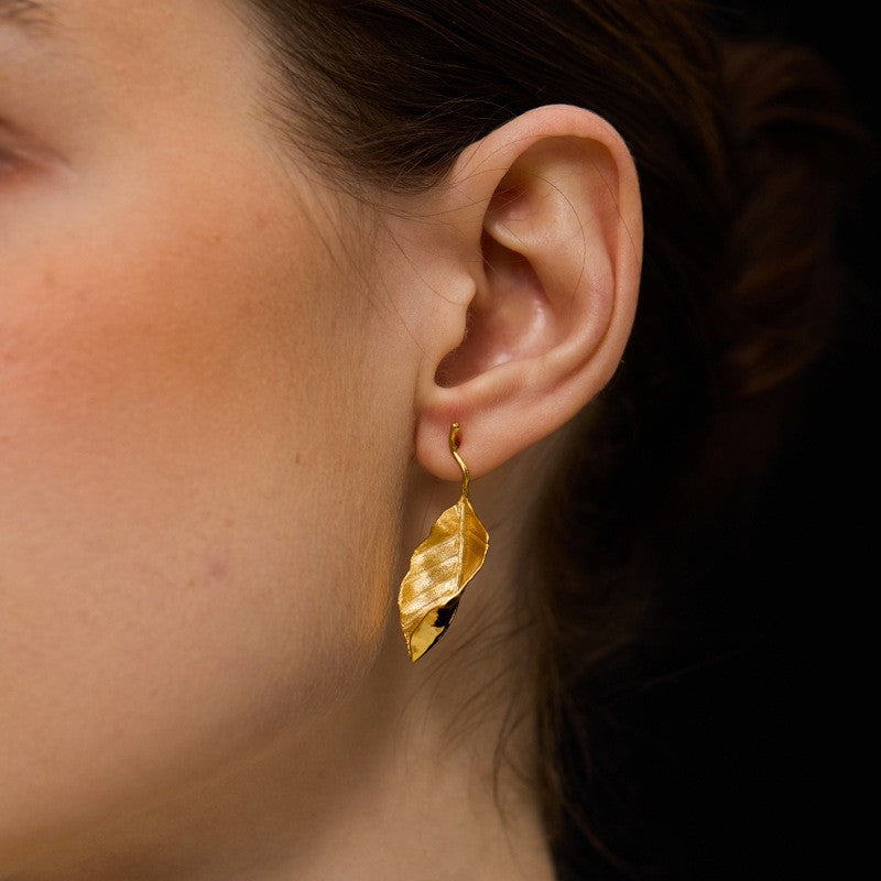 Gold Autumn Leaf Stud Earrings