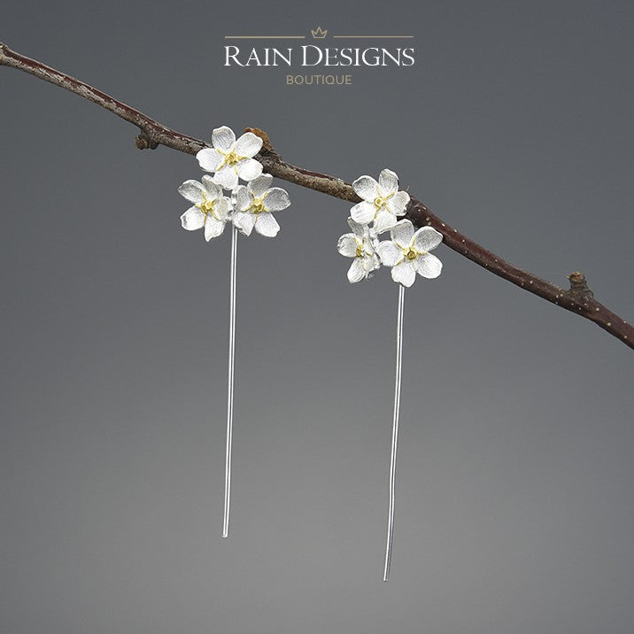 Forget-me-not Cluster Flower S925 Silver Earrings