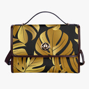 Golden Leaf Leather Flap Satchel Bag